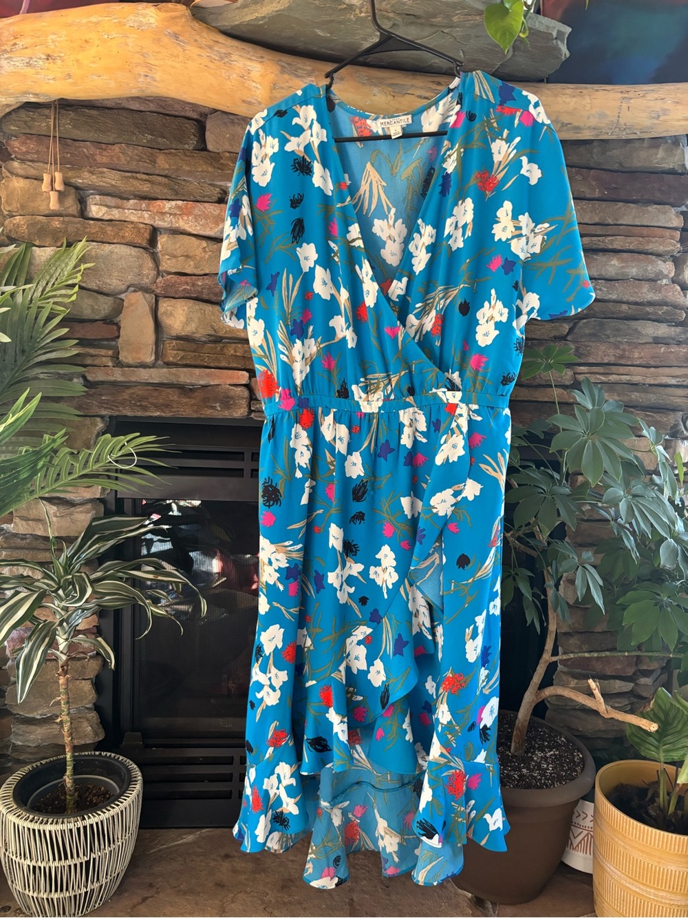 Floral Wrap Midi Dress - Blue jcrew mercantile LARGE